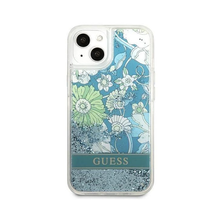 Guess GUHCP13MLFLSN iPhone 13 6,1 , žalias/žalias deklas Flower Liquid Glitter