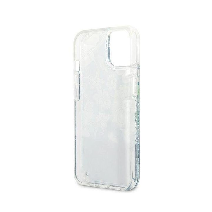 Guess GUHCP13SLFLSN iPhone 13 mini 5,4 , žalias/žalias deklas Flower Liquid Glitter