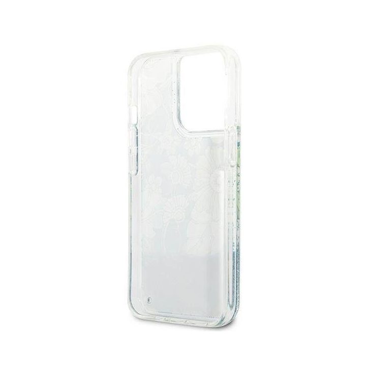 Guess GUHCP13XLFLSN iPhone 13 Pro Max 6,7 , žalias/žalias deklas Flower Liquid Glitter