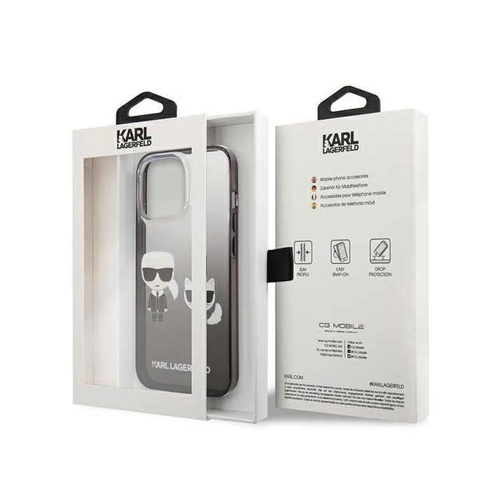 Karl Lagerfeld KLHCP13LTGKCK iPhone 13 Pro / 13 6.1 deklas Juodos spalvos/juodas Gradient Ikonik Karl & Choupette
