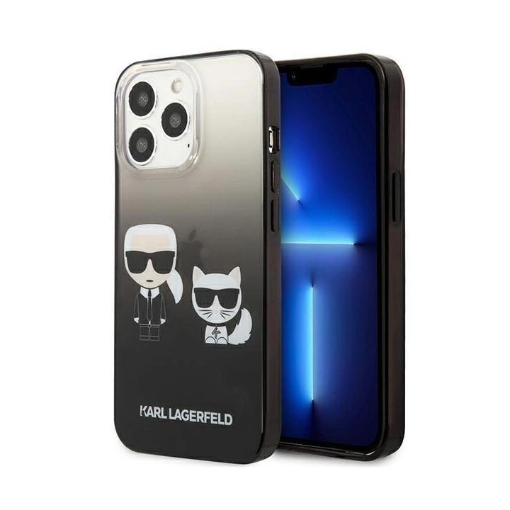 Karl Lagerfeld KLHCP13LTGKCK iPhone 13 Pro / 13 6.1 deklas Juodos spalvos/juodas Gradient Ikonik Karl & Choupette