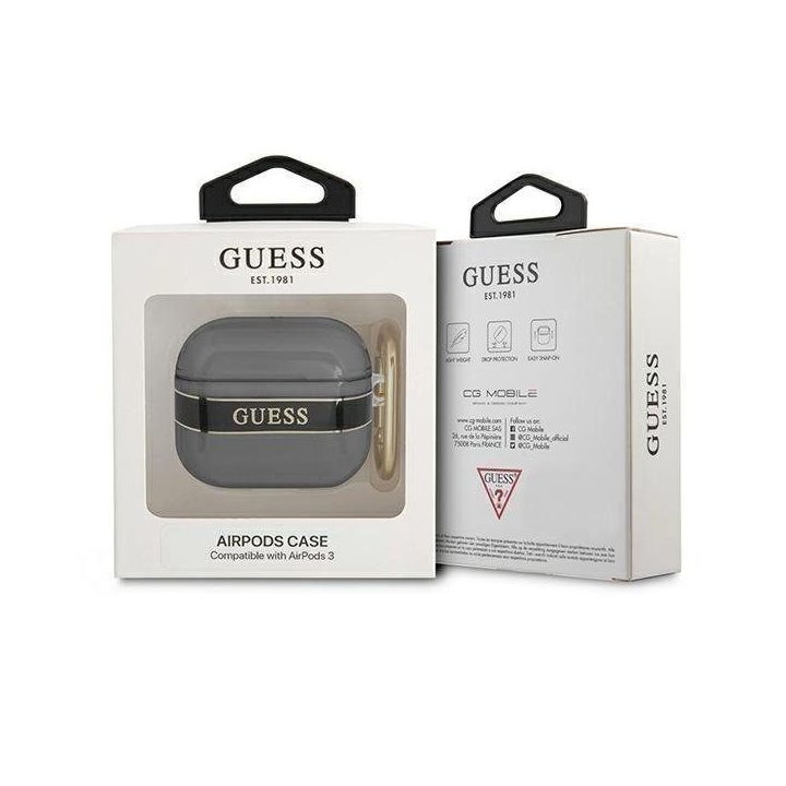 Guess GUA3HHTSK AirPods 3 dangtelis juodas/juodas Dirželių kolekcija