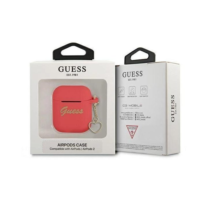 Guess GUA2LSCHSR AirPods dangtelis raudonas/raudonas Silikoninis žavesys Heart Collection