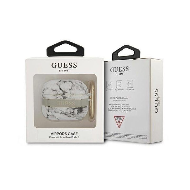 Guess GUA3HCHMAG AirPods 3 dangtelis pilka/pilka marmurinių dirželių kolekcija