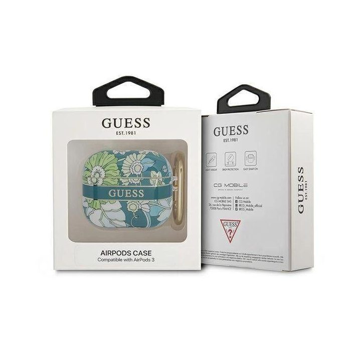 Guess GUA3HHHFLN AirPods 3 dangtelis žalias/žalias Gėlių dirželių kolekcija