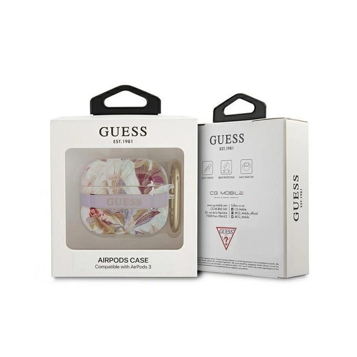Guess GUA3HHFLU AirPods 3 dangtelis violetinė/violetinė Gėlių dirželių kolekcija