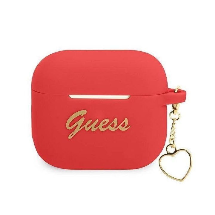 Guess GUA3LSCHSR AirPods 3 dangtelis raudonas/raudonas Silikoninis žavesys Heart Collection