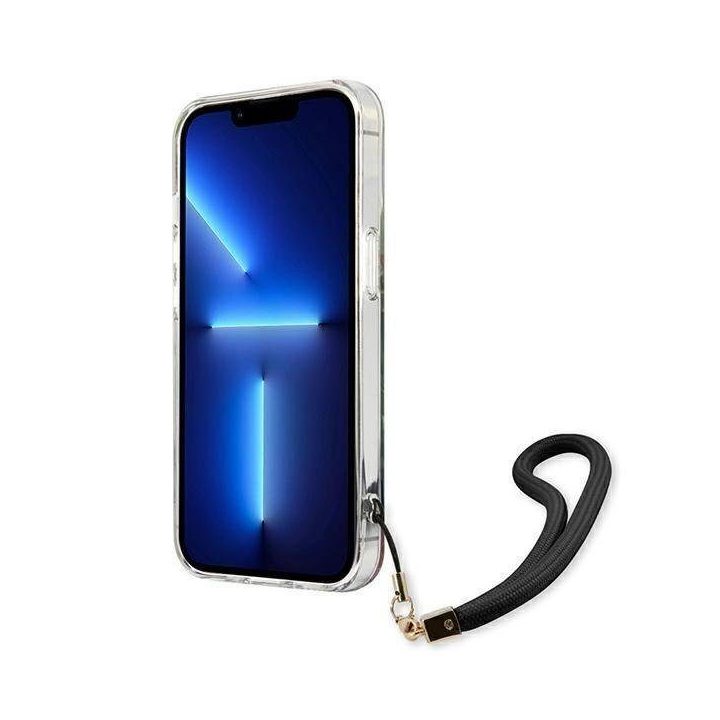 Guess GUHCP13LHFLSB iPhone 13 Pro / 13 6,1 mėlynos/mėlynos spalvos deklas su gėlių dirželiu
