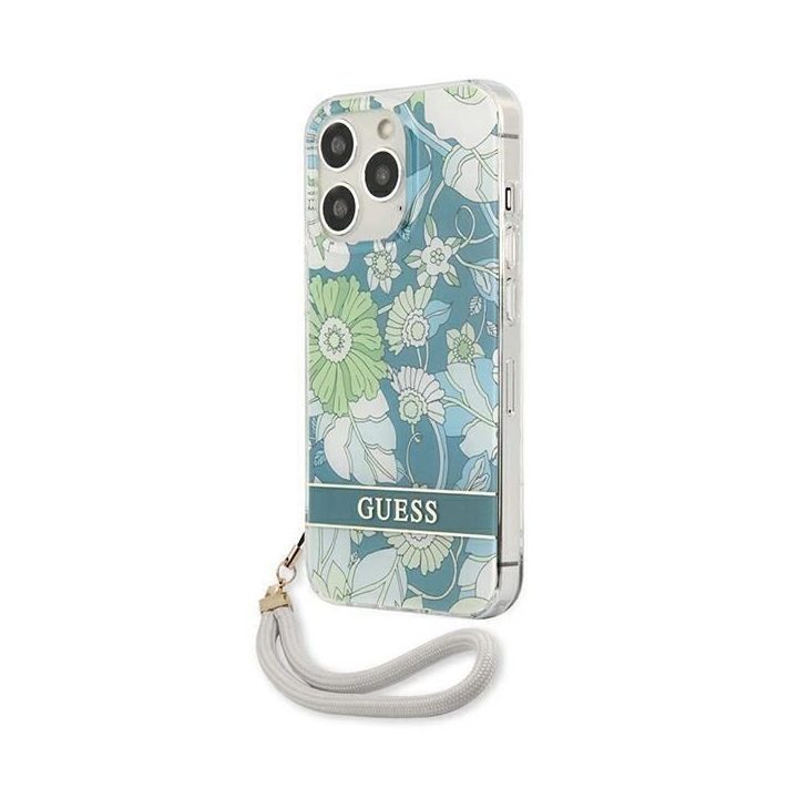 Guess GUHCP13LHFLSN iPhone 13 Pro / 13 6,1 , žalias/žalias deklas Gėlių dirželis