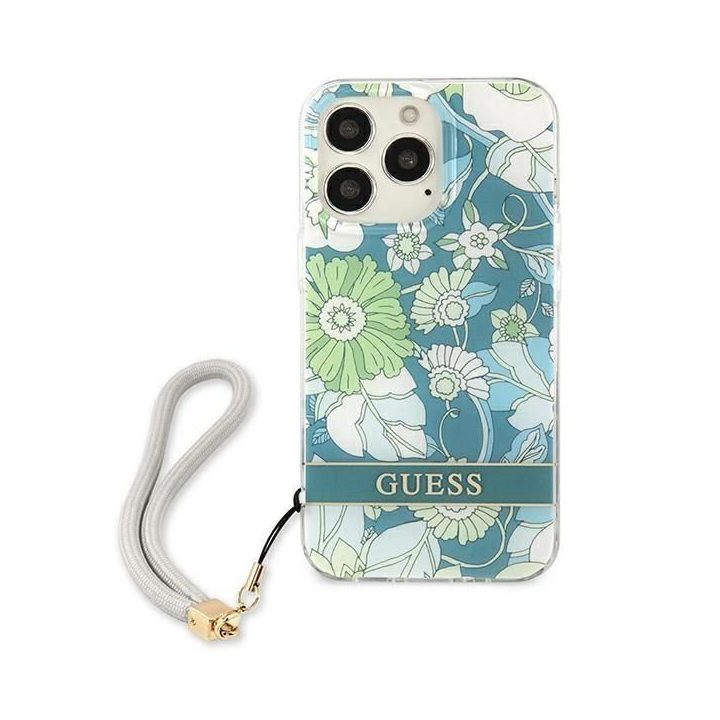 Guess GUHCP13LHFLSN iPhone 13 Pro / 13 6,1 , žalias/žalias deklas Gėlių dirželis