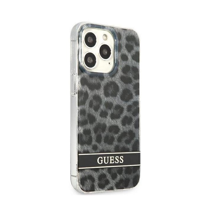 Guess GUHCP13LHSLEOK iPhone 13 Pro / 13 6,1 pilkos/pilkos spalvos deklas Leopard