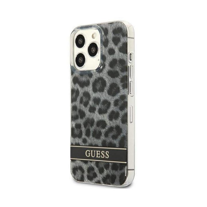 Guess GUHCP13LHSLEOK iPhone 13 Pro / 13 6,1 pilkos/pilkos spalvos deklas Leopard