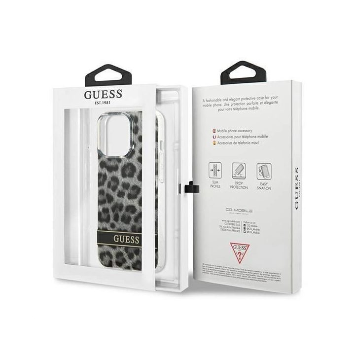 Guess GUHCP13LHSLEOK iPhone 13 Pro / 13 6,1 pilkos/pilkos spalvos deklas Leopard