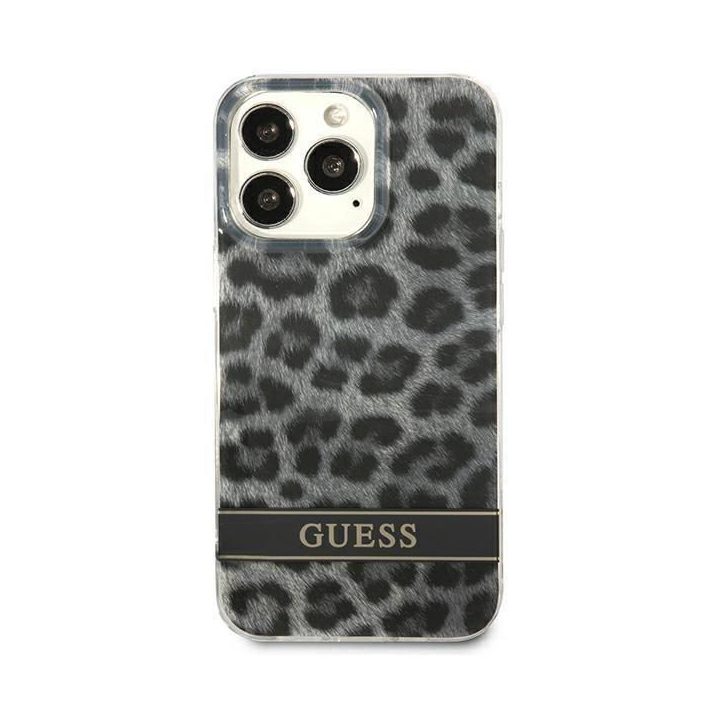 Guess GUHCP13LHSLEOK iPhone 13 Pro / 13 6,1 pilkos/pilkos spalvos deklas Leopard