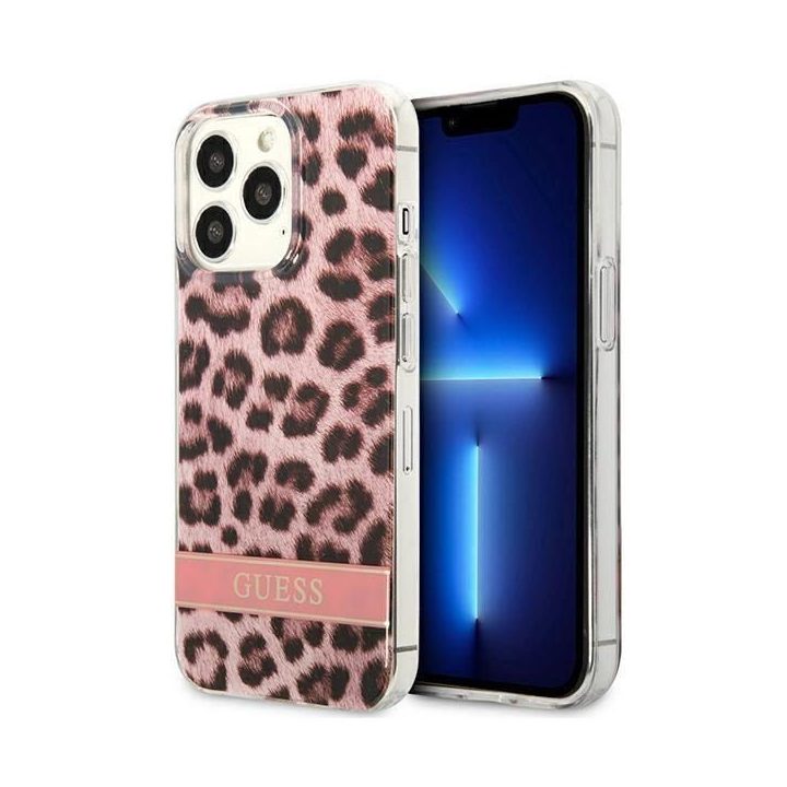 Guess GUHCP13LHSLEOP iPhone 13 Pro / 13 6,1 rožinės/rožinės spalvos deklas Leopard
