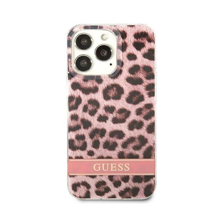 Guess GUHCP13LHSLEOP iPhone 13 Pro / 13 6,1 rožinės/rožinės spalvos deklas Leopard