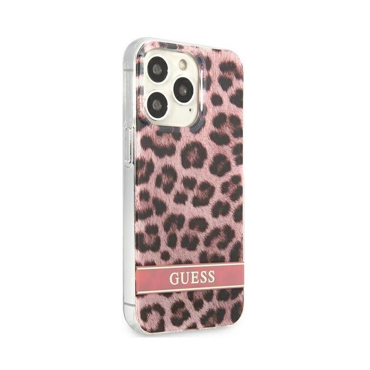 Guess GUHCP13LHSLEOP iPhone 13 Pro / 13 6,1 rožinės/rožinės spalvos deklas Leopard