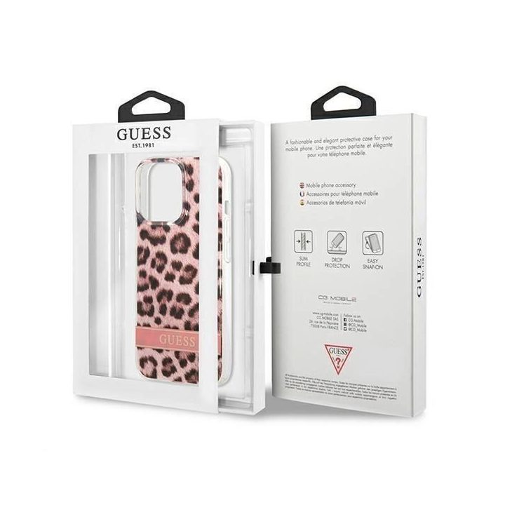 Guess GUHCP13LHSLEOP iPhone 13 Pro / 13 6,1 rožinės/rožinės spalvos deklas Leopard
