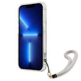 Guess GUHCP13SHFLSD iPhone 13 mini 5,4 aukso/aukso spalvos deklas su gėlių dirželiu