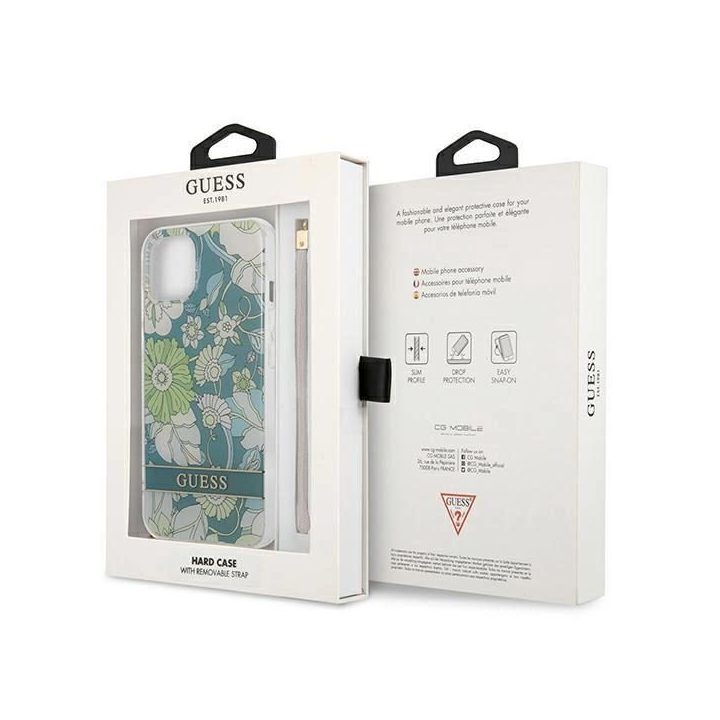 Guess GUHCP13SHFLSN iPhone 13 mini 5,4 , žalias/žalias deklas Gėlių dirželis