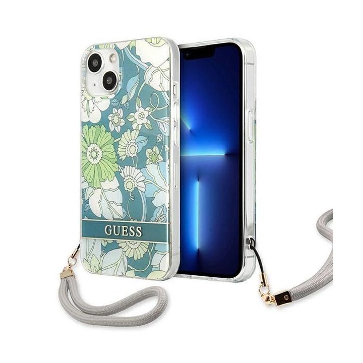 Guess GUHCP13SHFLSN iPhone 13 mini 5,4 , žalias/žalias deklas Gėlių dirželis