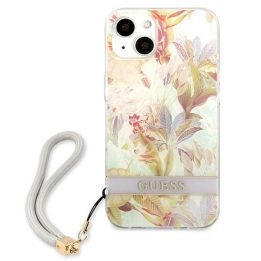 Guess GUHCP13SHFLSU iPhone 13 mini 5,4 violetinės/violetinės spalvos deklas su gėlių dirželiu