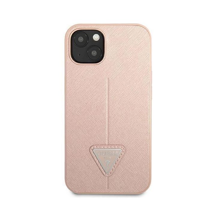 Guess GUHCP13SPSATLP iPhone 13 mini 5,4 rožinės/rožinės spalvos deklas SaffianoTriangle Logo