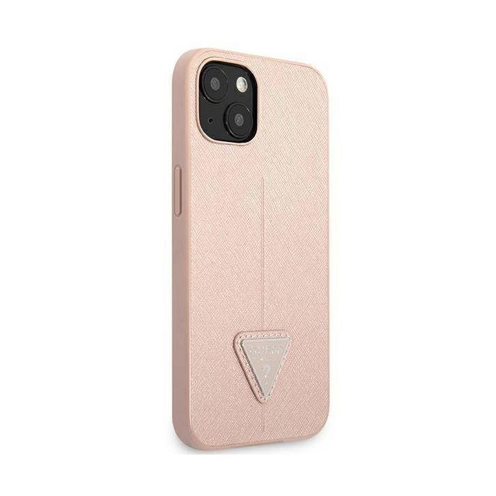 Guess GUHCP13SPSATLP iPhone 13 mini 5,4 rožinės/rožinės spalvos deklas SaffianoTriangle Logo