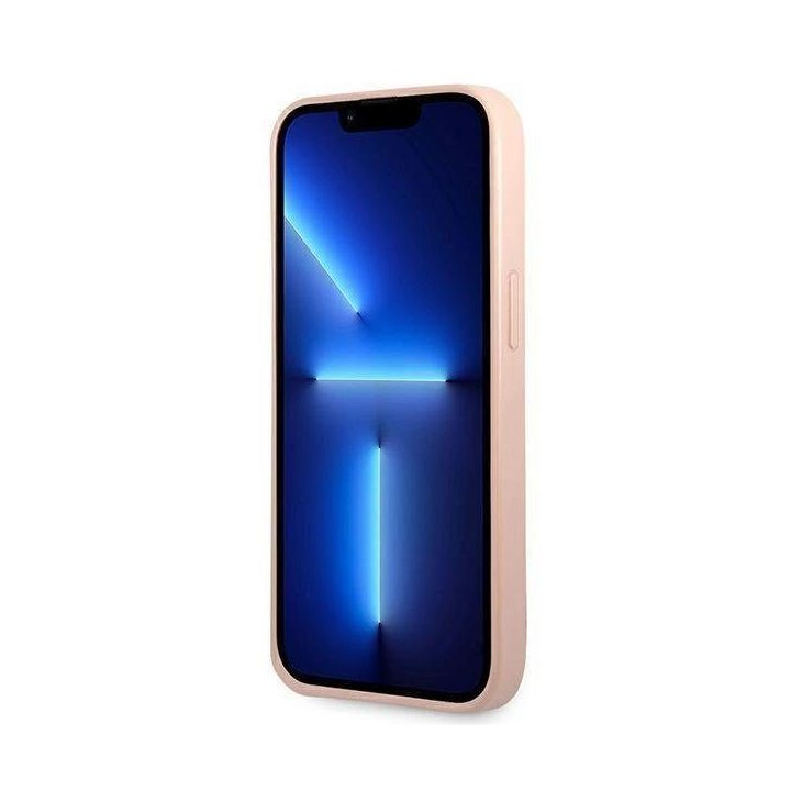 Guess GUHCP13SPSATLP iPhone 13 mini 5,4 rožinės/rožinės spalvos deklas SaffianoTriangle Logo