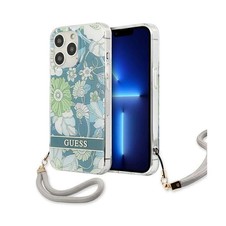 Guess GUHCP13XHFLSN iPhone 13 Pro Max 6,7 , žalias/žalias deklas Gėlių dirželis