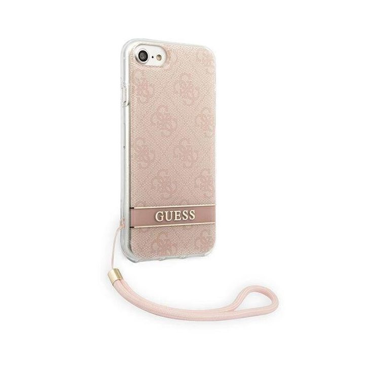 Guess GUOHCI8H4STP iPhone SE 2022 / SE 2020 / 7 / 8 rožinis/rožinis deklas 4G Spausdinti dirželį