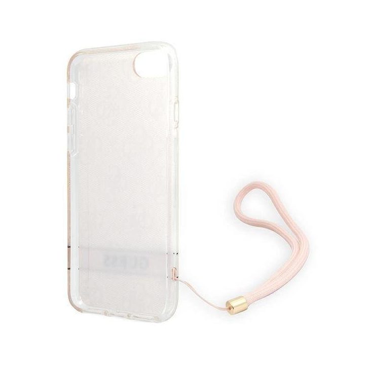 Guess GUOHCI8H4STP iPhone SE 2022 / SE 2020 / 7 / 8 rožinis/rožinis deklas 4G Spausdinti dirželį