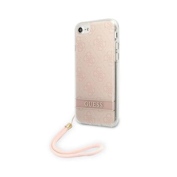 Guess GUOHCI8H4STP iPhone SE 2022 / SE 2020 / 7 / 8 rožinis/rožinis deklas 4G Spausdinti dirželį