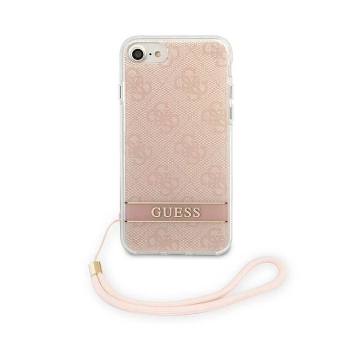 Guess GUOHCI8H4STP iPhone SE 2022 / SE 2020 / 7 / 8 rožinis/rožinis deklas 4G Spausdinti dirželį