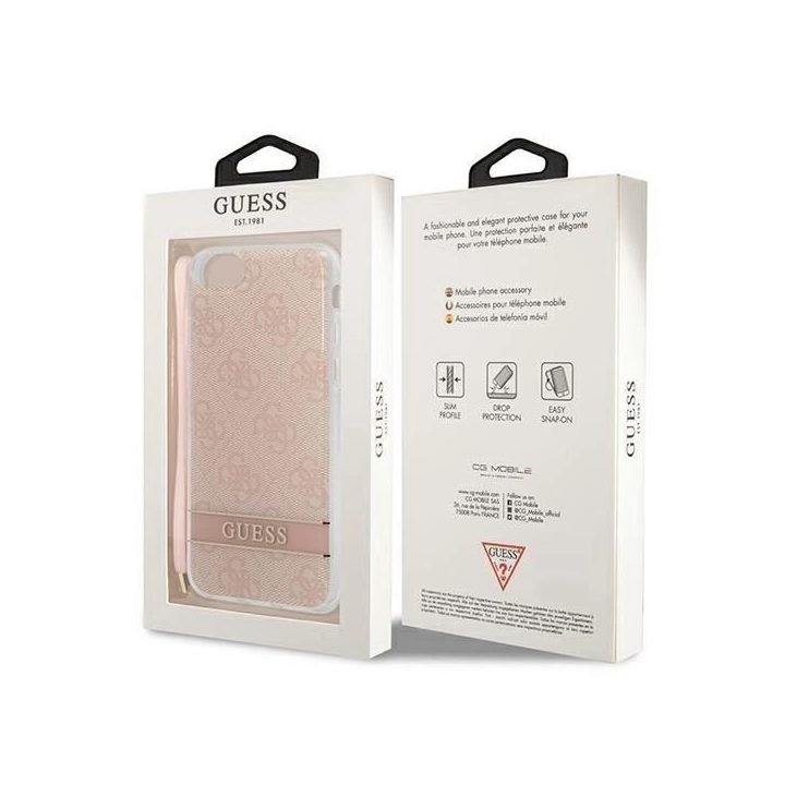 Guess GUOHCI8H4STP iPhone SE 2022 / SE 2020 / 7 / 8 rožinis/rožinis deklas 4G Spausdinti dirželį