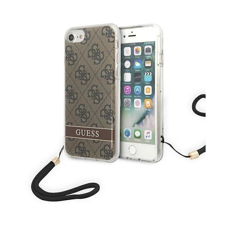 Guess GUOHCI8H4STW iPhone SE 2022 / SE 2020 / 7 / 8 rudos/rudos spalvos deklas 4G Spausdinti dirželį