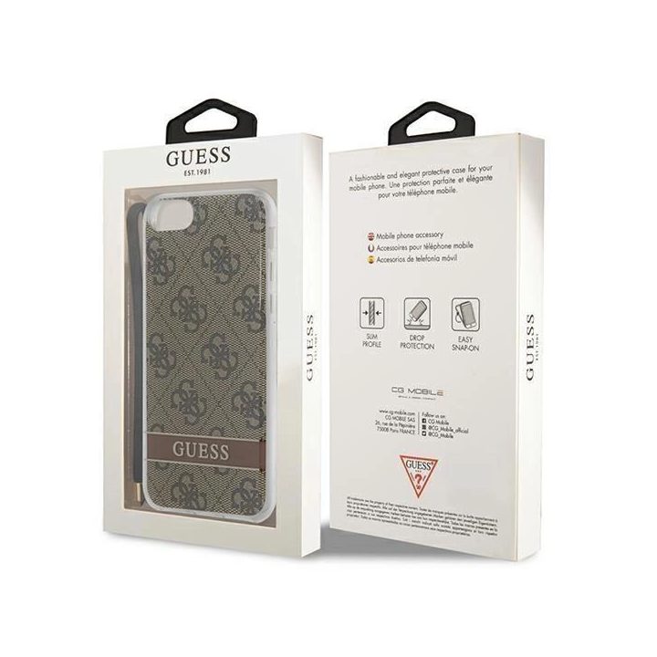 Guess GUOHCI8H4STW iPhone SE 2022 / SE 2020 / 7 / 8 rudos/rudos spalvos deklas 4G Spausdinti dirželį