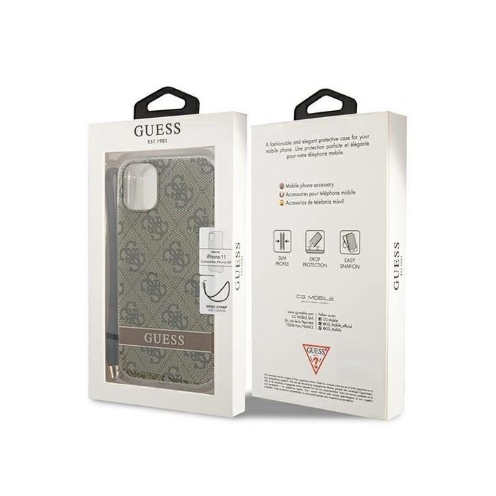 Guess GUOHCN61H4STW iPhone 11 rudos/rudos spalvos deklas 4G Spausdinti dirželį