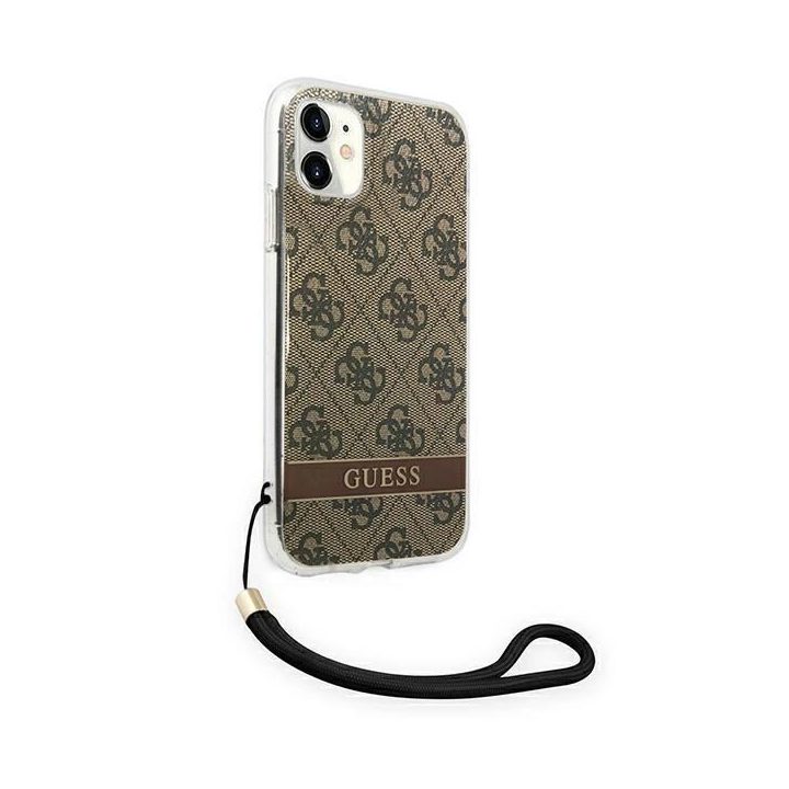 Guess GUOHCN61H4STW iPhone 11 rudos/rudos spalvos deklas 4G Spausdinti dirželį