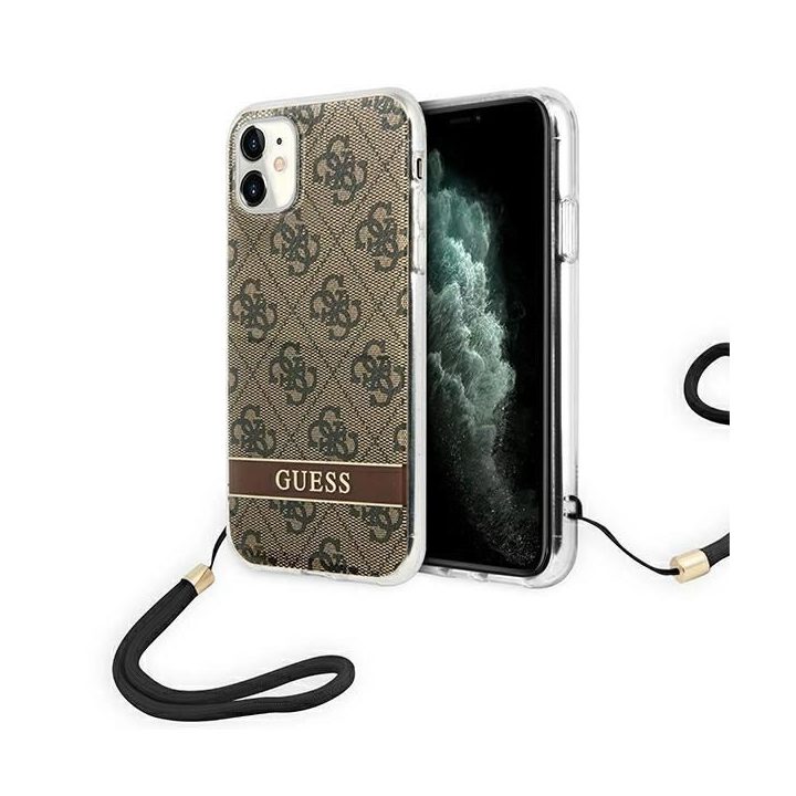 Guess GUOHCN61H4STW iPhone 11 rudos/rudos spalvos deklas 4G Spausdinti dirželį
