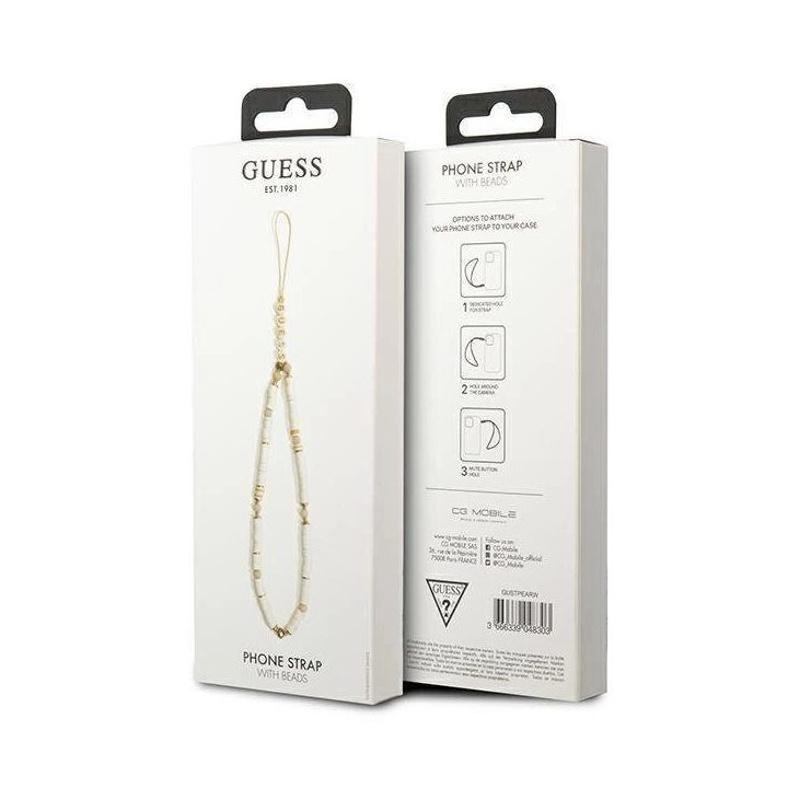 Guess pakabukas GUSTPEAW Telefono dirželis baltas/baltas Heishi Beads