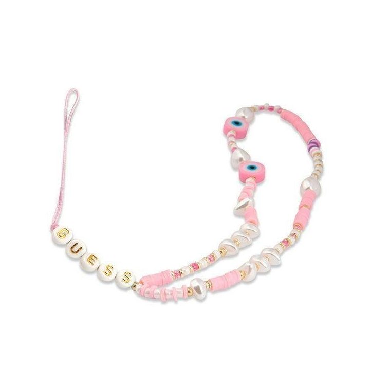 Guess pakabukas GUSTSHPP Telefono dirželis rausva/rožinė Beads Shell