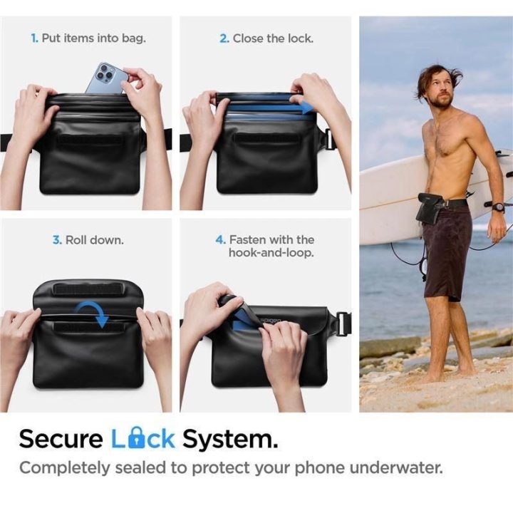 Spigen A621 UNIVERSALUS VANDUOTVIRTAS DĖŽUTĖ IR LAISVAS DĖMESIO KEPŠYS BLACK