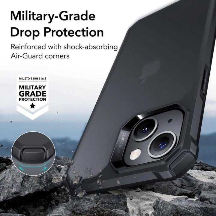 iPhone 14 Plus“ grūdintas juodas dėklas