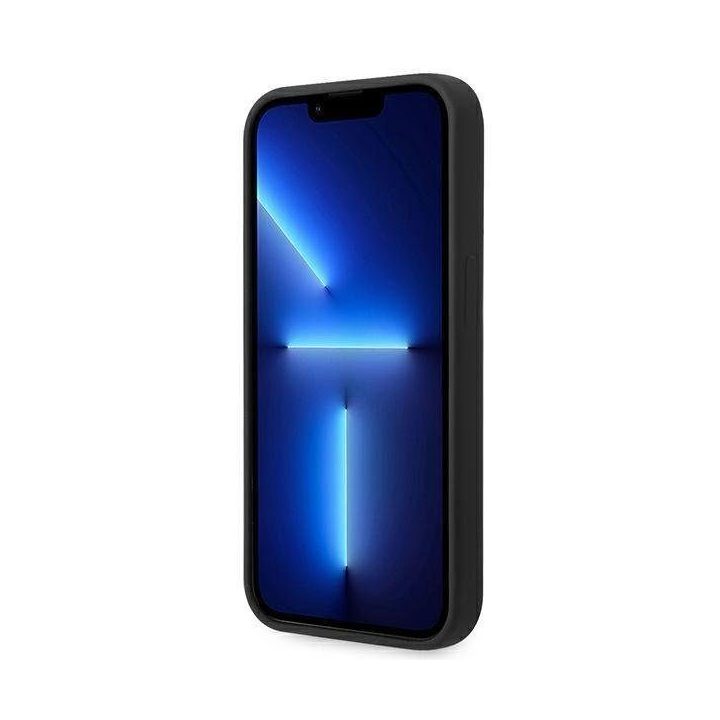 BMW dėklas BMHCP14XSILBK iPhone 14 Pro Max 6.7 juoda/juoda Silikoninis metalinis logotipas