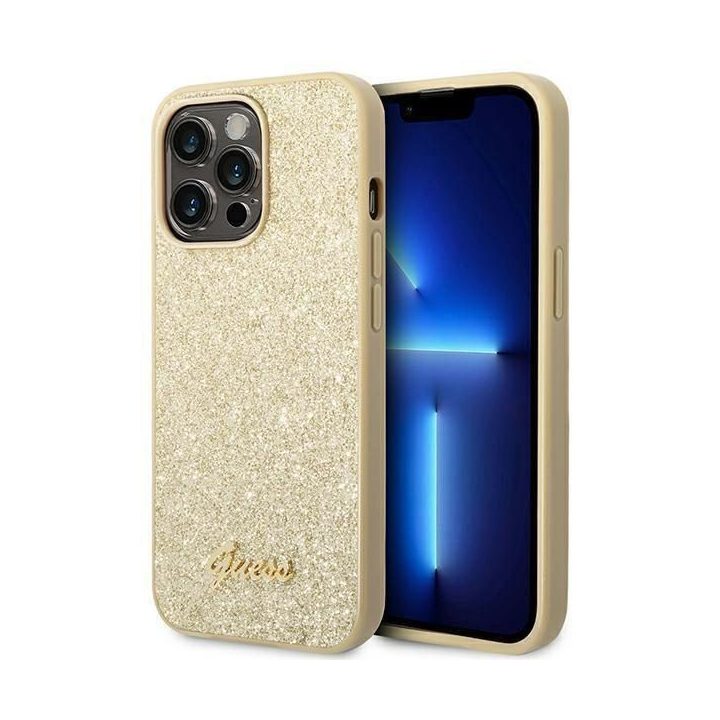 iPhone 14 Pro 6,1 aukso spalvos deklas Glitter Script