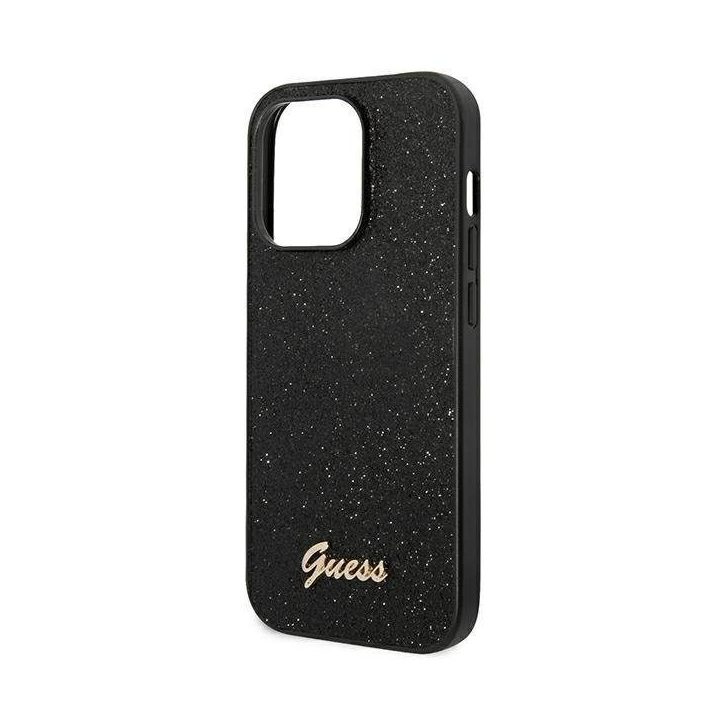 Guess iPhone 14 Pro 6,1 juodas/juodas dėklas Glitter Script