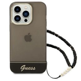 Guess GUHCP14LHGCOHK iPhone 14 Pro 6,1 juodas/juodas deklas Permatomas perlamutrinis dirželis