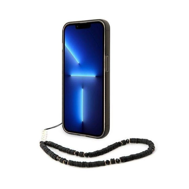 Guess GUHCP14LHGCOHK iPhone 14 Pro 6,1 juodas/juodas deklas Permatomas perlamutrinis dirželis