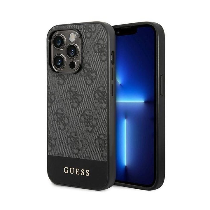 Guess GUHCP14XG4GLGR iPhone 14 Pro Max 6,7 pilkos/pilkos spalvos deklas 4G Stripe Collection